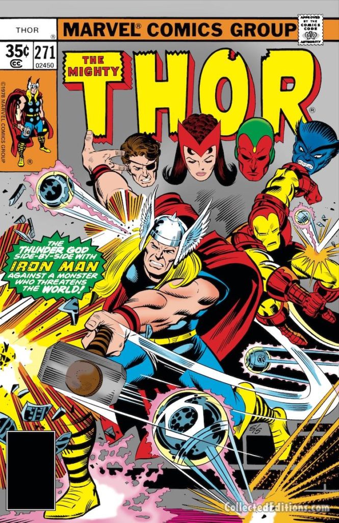 Thor #271 cover; pencils, Walter Simonson; Iron Man