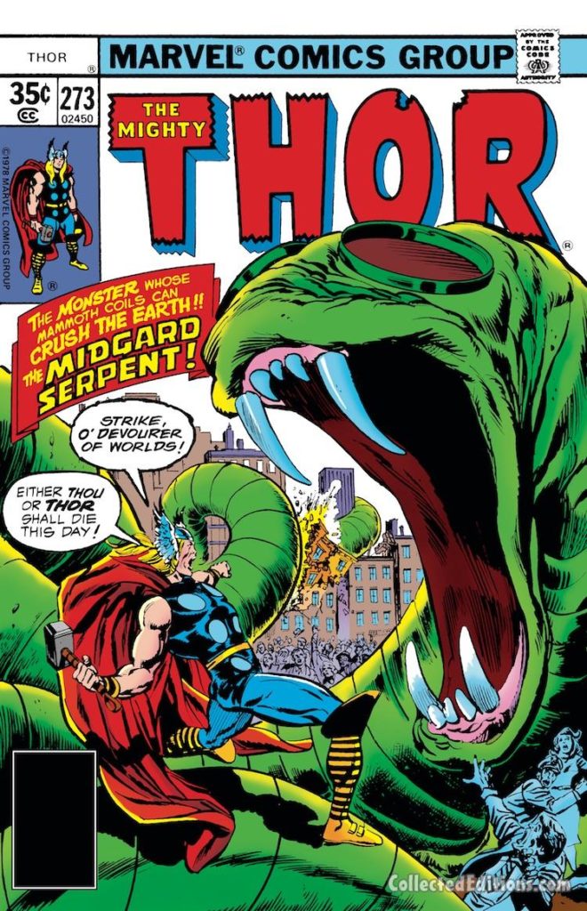 Thor #273 cover; pencils, John Buscema; inks, Tom Palmer, Midgard Serpent