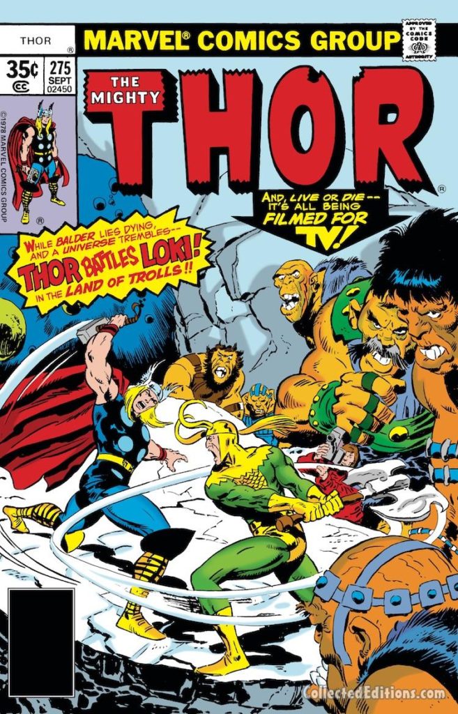 Thor #275 cover; pencils and inks, John Buscema; alterations, Marie Severin