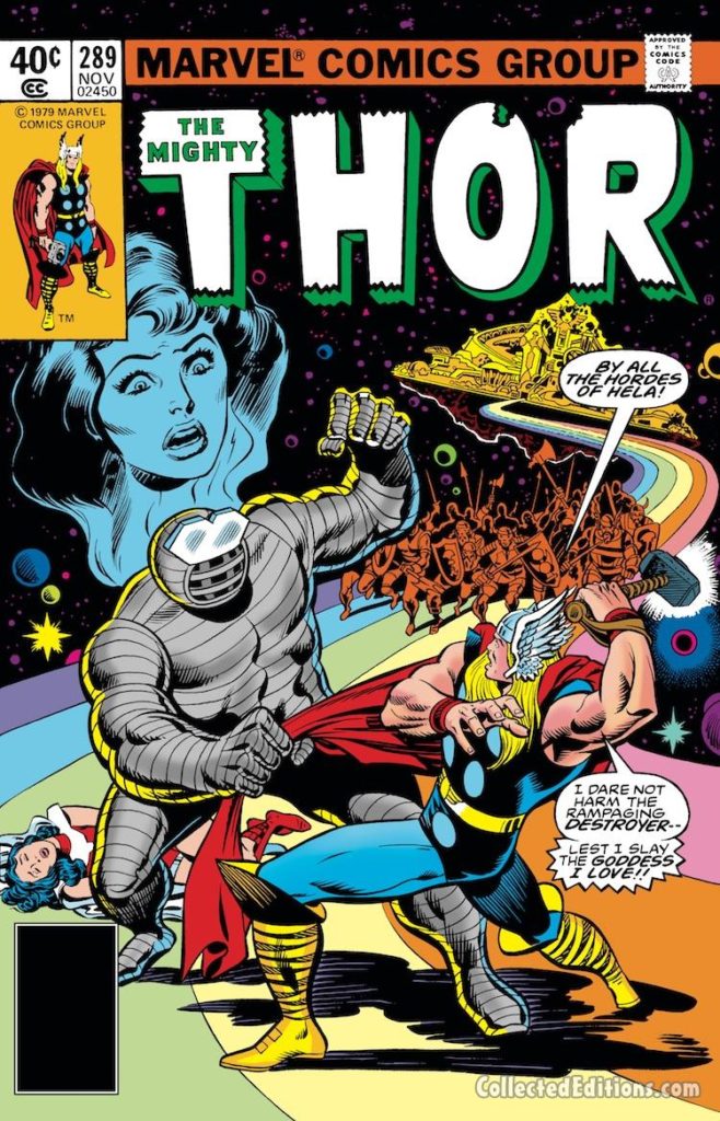 Thor #289 cover; pencils, Keith Pollard; Destroyer/Rainbow Bridge/Sif