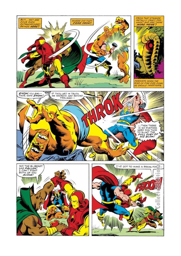 Thor #316, pg. 20; layouts, Keith Pollard; pencils and inks, Pablo Marcos; Iron Man team-up, Bi-Beast, Man-Thing, Man-Beast