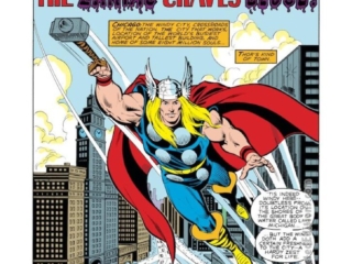 Thor #319, pg. 1; layouts, Keith Pollard; pencils and inks, Brett Breeding; The Zodiac Craves Blood, Doug Moench, splash page