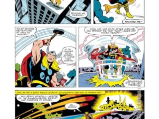 Thor #321, pg. 5; layouts, Keith Pollard; pencils and inks, Chic Stone; Sigyn, Kyrie, Gault, Borna; Heimdall, Rainbow Bridge, Asgard