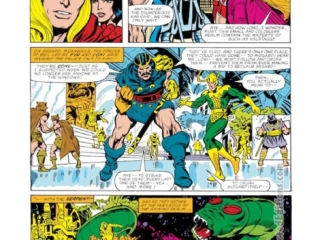 Thor #327, pg. 4; pencils, Alan Kupperberg; inks, Jim Mooney; Tyr, Loki, Serpent