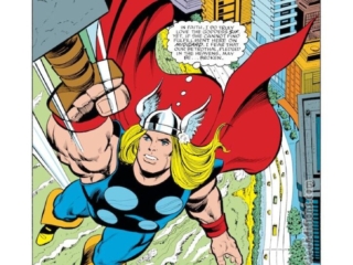 Thor #330, pg. 1; pencils, Bob Hall; inks, Vince Colletta; Alan Zelenetz, The Coming of the Crusader, splash page, hammer, Mjolnir