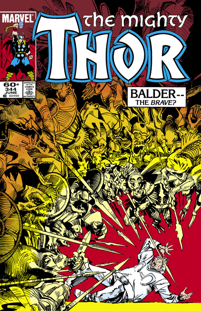 Thor #344 cover; pencils and inks, Walter Simonson; Balder the Brave