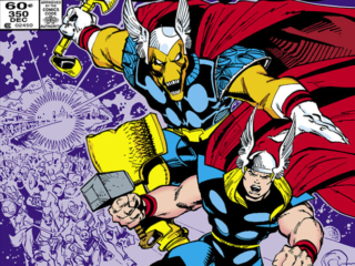 Thor #350 cover; pencils and inks, Walter Simonson Thor #350 cover; pencils and inks, Walter Simonson; Beta Ray Bill, Stormbringer, Mjolnir