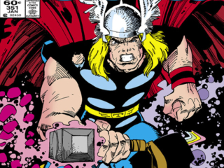 Thor #351 cover; pencils and inks, Walter Simonson Thor #351 cover; pencils and inks, Walter Simonson; Mjolnir