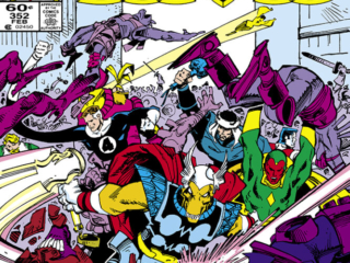 Thor #352 cover; pencils and inks, Walter Simonson Thor #352 cover; pencils and inks, Walter Simonson; Mister Fantastic, Beta Ray Bill, Vision, Hogun, Volstagg