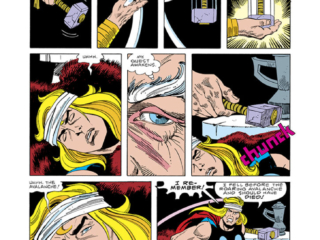 Thor #355, pg. 2; pencils and inks, Sal Buscema Thor #355, pg. 2; pencils and inks, Sal Buscema; Mjolnir
