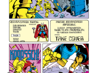 Thor #357, pg. 7; pencils and inks, Walter Simonson Thor #357, pg. 7; pencils and inks, Walter Simonson; Green Liberation Front