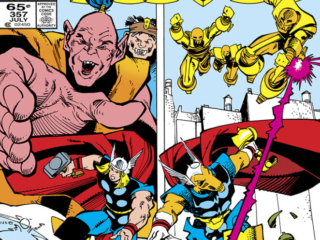 Thor #357 cover; pencils and inks, Walter Simonson Thor #357 cover; pencils and inks, Walter Simonson; frost giants, Beta Ray Bill; Green Liberation Front
