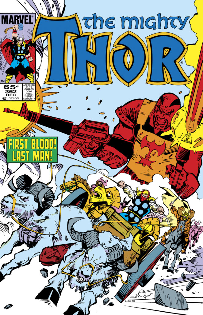 The Mighty Thor #362 cover; pencils and inks, Walter Simonson