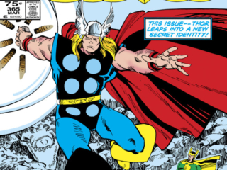 The Mighty Thor #365 cover; pencils and inks, Walter Simonson