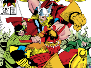 The Mighty Thor #367 cover; pencils and inks, Walter Simonson