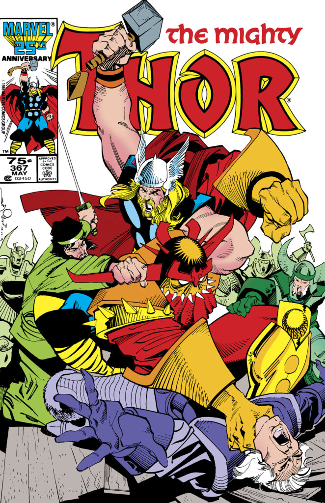 The Mighty Thor #367 cover; pencils and inks, Walter Simonson