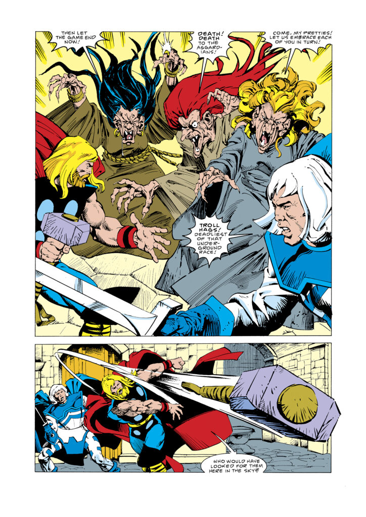 The Mighty Thor #369, pg. 8; pencils, Sal Buscema; inks, Geof Isherwood