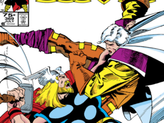 The Mighty Thor #369 cover; pencils and inks, Walter Simonson