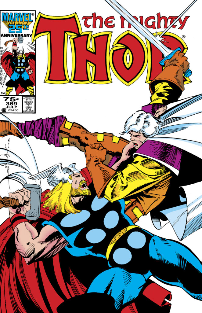 The Mighty Thor #369 cover; pencils and inks, Walter Simonson
