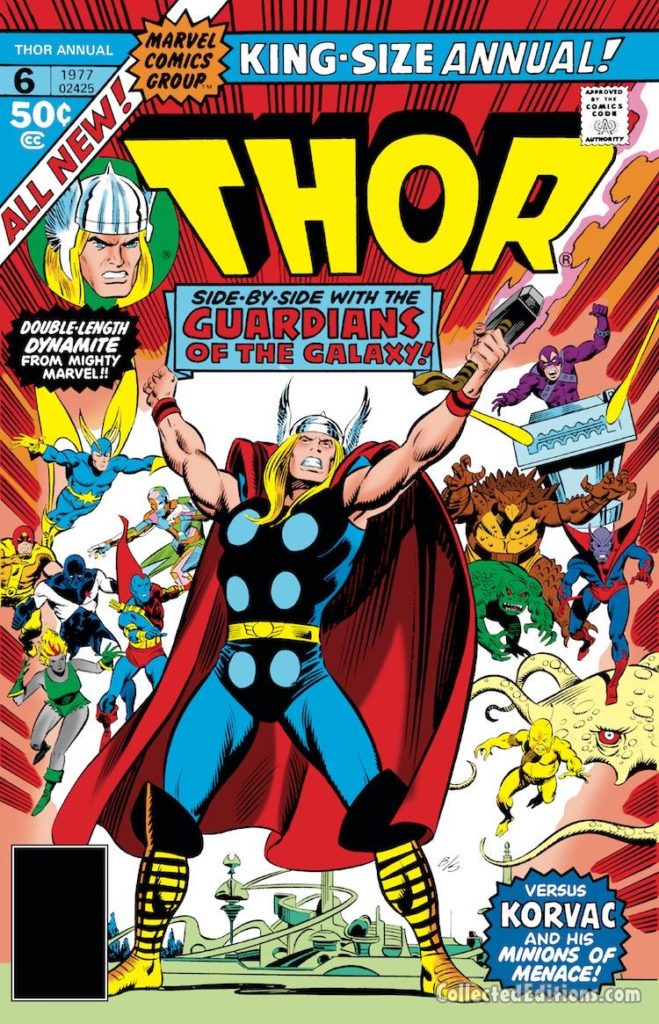 Thor Annual #6 cover; pencils, John Buscema; Korvac Saga, Guardians of the Galaxy