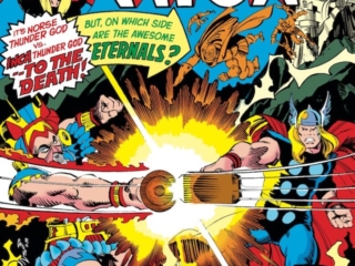 Thor Annual #7 cover; pencils, Walter Simonson; Thor vs. Inca Thunder God/Eternals