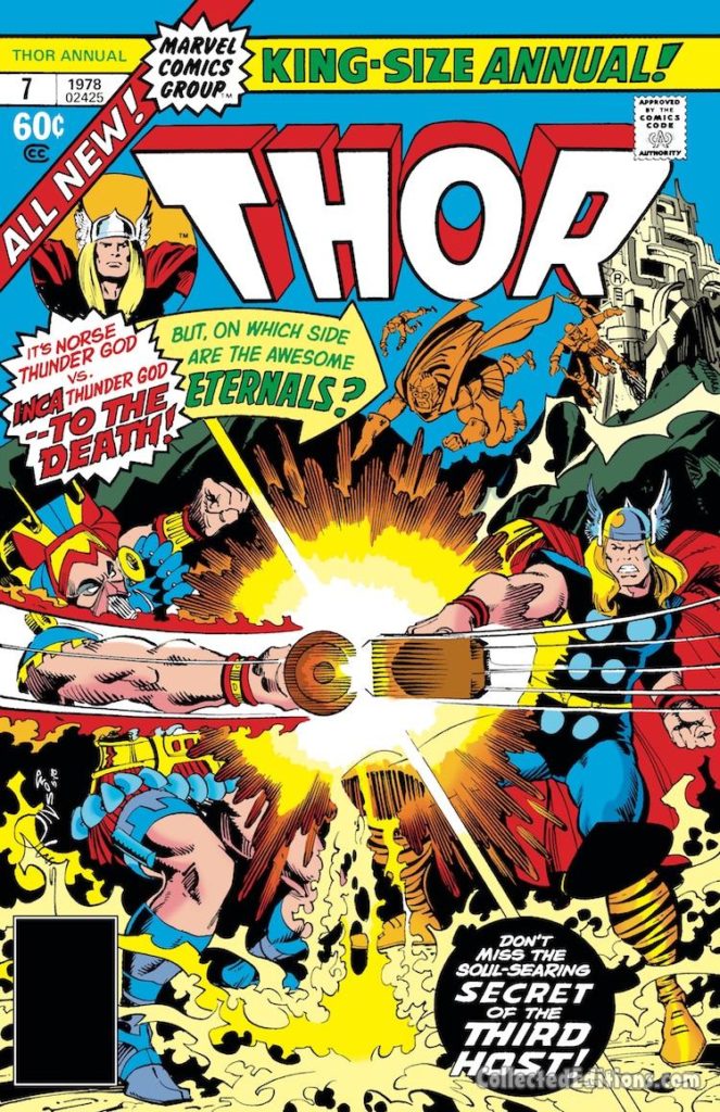 Thor Annual #7 cover; pencils, Walter Simonson; Thor vs. Inca Thunder God/Eternals
