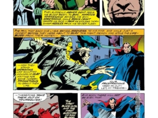 Tomb of Dracula #26, pg. 6; pencils, Gene Colan; inks, Tom Palmer; Abner Gent, Marcus Townesand, Regis Croft, Count Dracula