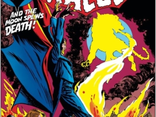 Tomb of Dracula #27 cover; pencils, Gil Kane; inks, Tom Palmer; And the Moon Spews Death, City in Flames, Beneath the Hand of a Vampire; Shiela Whittier