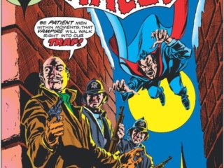 Tomb of Dracula #34 cover; pencils, Gil Kane; inks, Tom Palmer; Bloody Showdown, Full-Moon Thriller, Brother Voodoo Masterworks