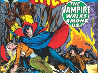 Tomb of Dracula #37 cover; pencils, Gil Kane; inks, Tom Palmer; The Vampire Walks Among Us, Marvel Masterworks Brother Voodoo