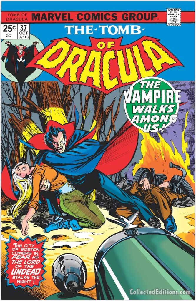 Tomb of Dracula #37 cover; pencils, Gil Kane; inks, Tom Palmer; The Vampire Walks Among Us, Marvel Masterworks Brother Voodoo