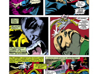 Tomb of Dracula #44, pg. 5; pencils, Gene Colan; inks, Tom Palmer; Count Dracula, vampire; Wong, Doctor Stephen Strange