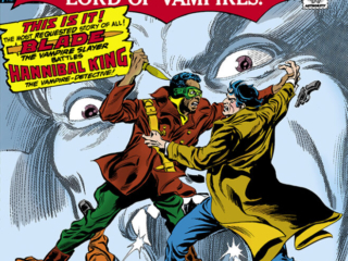 Tomb of Dracula #45 cover; pencils, Gene Colan; inks, Tom Palmer; Count Dracula, vampire; Comicdom&rsquo;s Number 1 fear magazine, Blade vampire slayer, Hannibal King detective