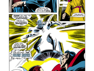 Tomb of Dracula #50, pg. 10; pencils, Gene Colan; inks, Tom Palmer; Count Dracula, vampire; Silver Surfer, Jesus Christ, Domini