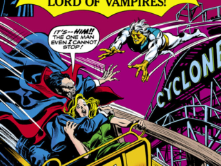 Tomb of Dracula #52 cover; pencils, Gene Colan; inks, Tom Palmer; Count Dracula, vampire; It&rsquo;s him, the one man I cannot stop, who is the demon Dracula fears