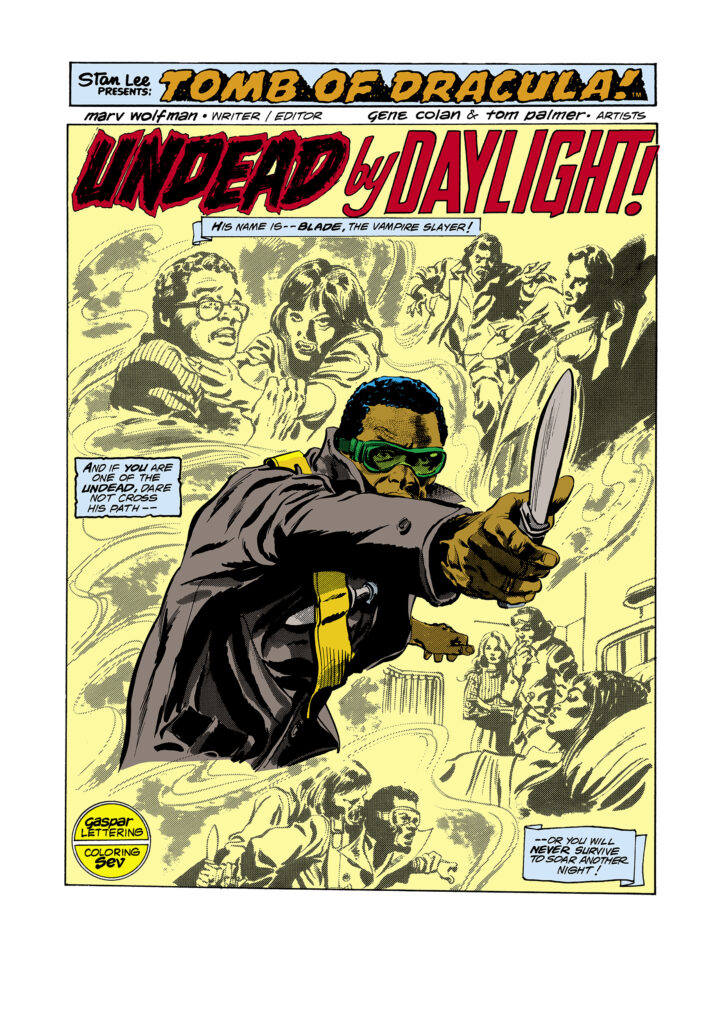 Tomb of Dracula #58, pg. 1; pencils, Gene Colan; inks, Tom Palmer
