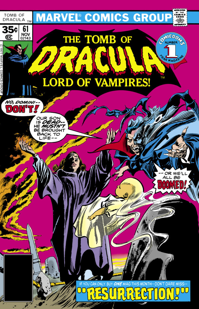 Tomb of Dracula #61 cover; pencils, Gene Colan; inks, Tom Palmer; Count Dracula, Lord of the Vampires
