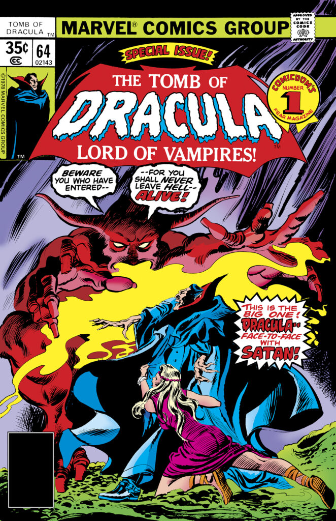 Tomb of Dracula #64 cover; pencils, Gene Colan; inks, Tom Palmer; Count Dracula, Lord of the Vampires