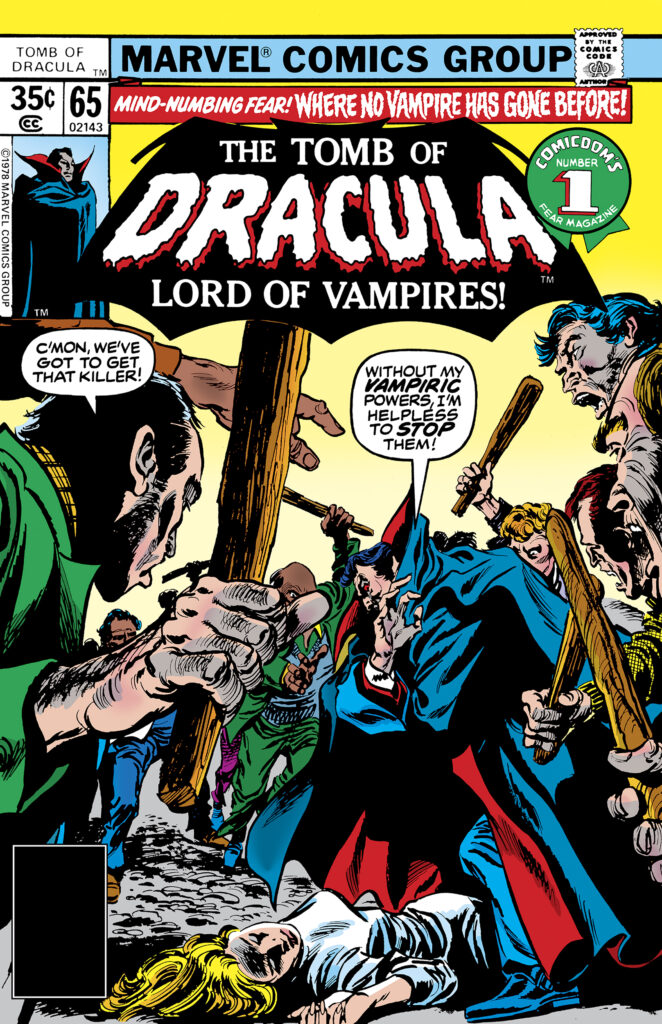 Tomb of Dracula #65 cover; pencils, Gene Colan; inks, Tom Palmer; Count Dracula, Lord of the Vampires