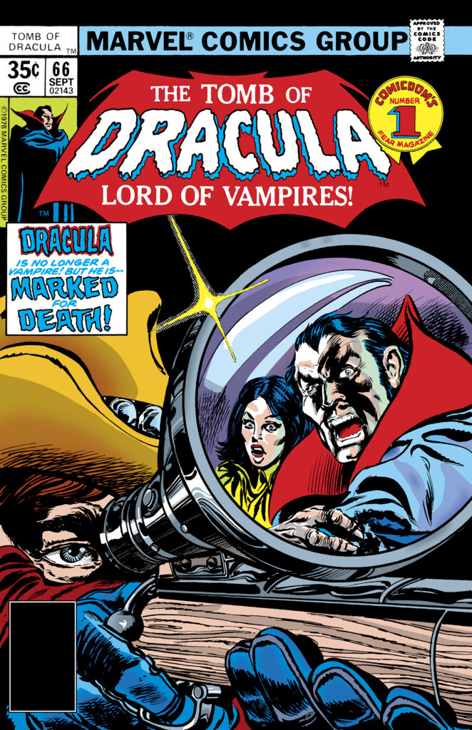 Tomb of Dracula #66 cover; pencils, Gene Colan; inks, Tom Palmer; Count Dracula, Lord of the Vampires