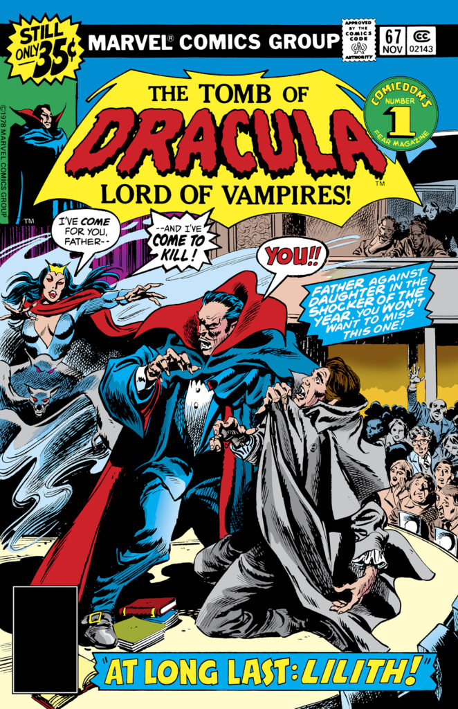 Tomb of Dracula #67 cover; pencils, Gene Colan; inks, Tom Palmer; Count Dracula, Lord of the Vampires