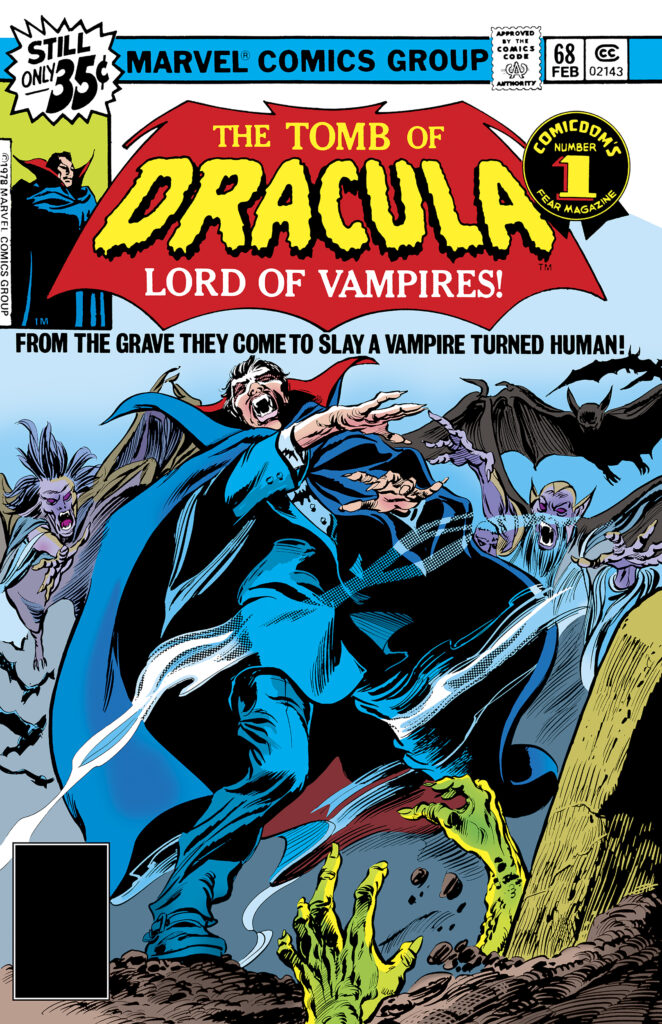 Tomb of Dracula #68 cover; pencils, Gene Colan; inks, Tom Palmer; Count Dracula, Lord of the Vampires