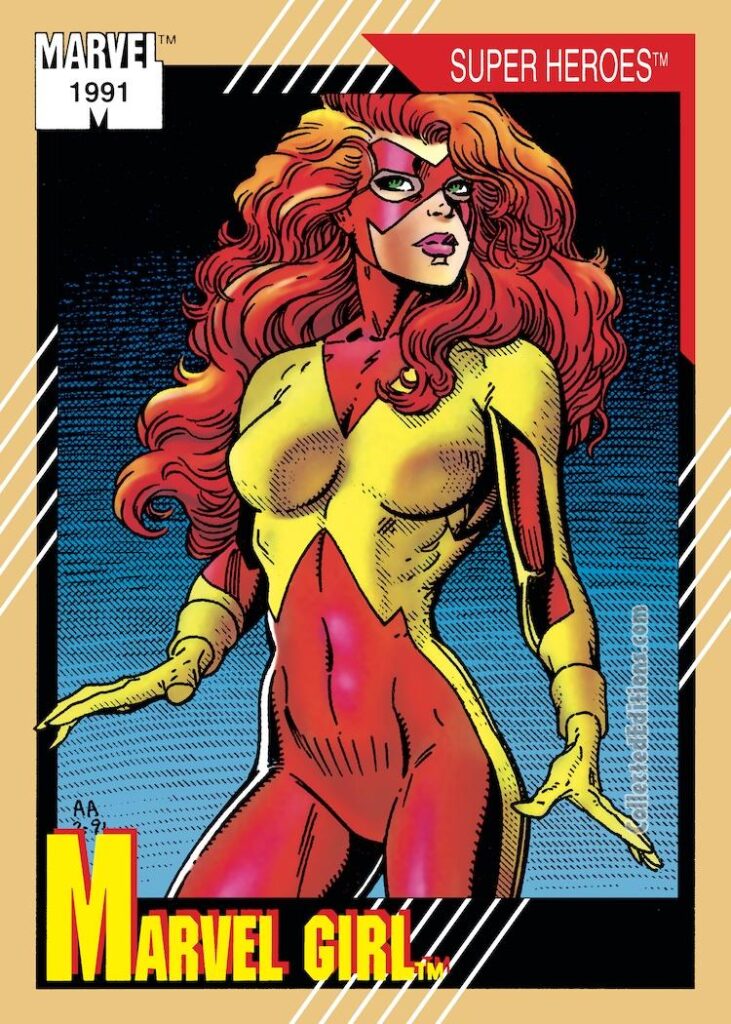 Marvel 1991 Super Heroes Series #5: Marvel Girl trading card – front, art by Arthur Adams