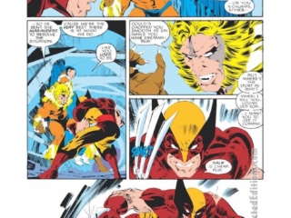 Uncanny X-Men #212, pg. 15; pencils, Rick Leonardi; inks, Dan Green; Wolverine vs. Sabretooth