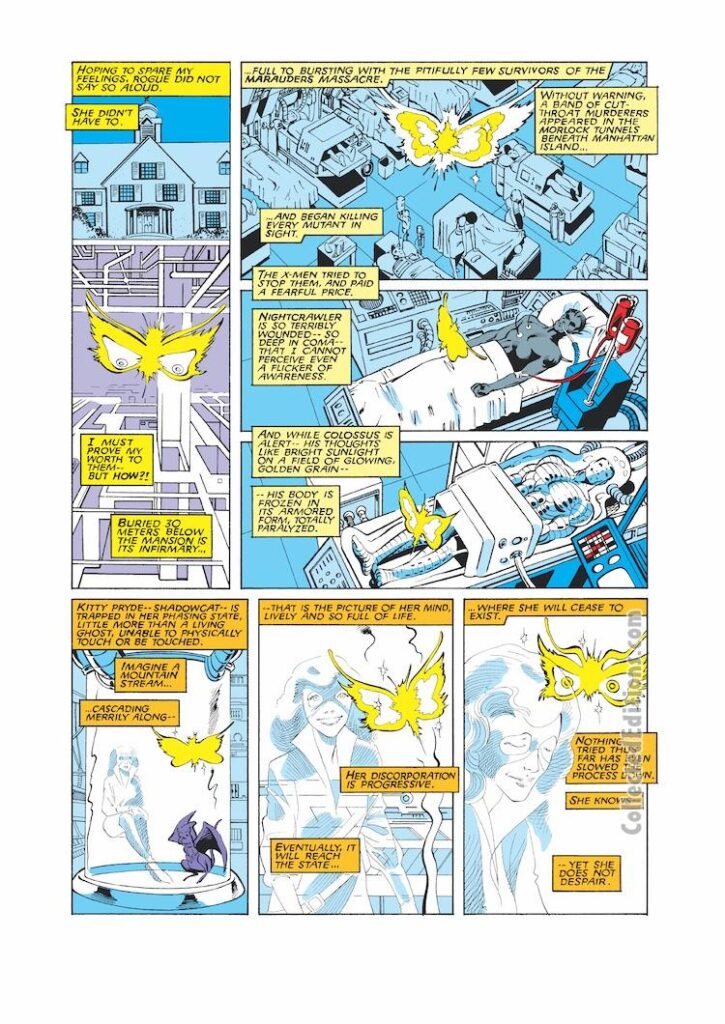Uncanny X-Men #213, pg. 3; pencils, Alan Davis; inks, Paul Neary; Psylocke, Kitty Pryde