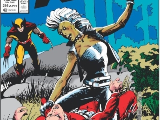 Uncanny X-Men #216 cover; pencils and inks, Barry Windsor-Smith; Mohawk Storm, Wolverine, Magneto