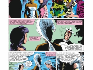 Uncanny X-Men #219, pg. 22; pencils, Bret Blevins; inks, Dan Green; Havok, Psylocke, Betsy Braddock, Mohawk Storm, Magneto, Longshot, Rogue