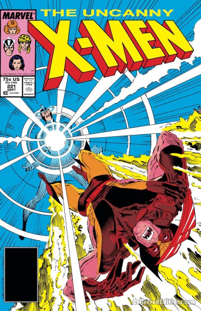 Uncanny X-Men #221 cover; pencils, Marc Silvestri; inks, Dan Green: Havok, Wolverine, Logan