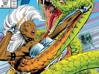 Uncanny X-Men #223 cover; pencils, Kerry Gammill; inks, Dan Green; Storm, Ororo, giant snake