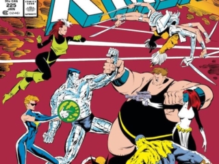 Uncanny X-Men #225 cover; pencils, Marc Silvestri; inks, Dan Green; Freedom Force, Blob, Spiral, Mystique, Wolverine, Dazzler, Colossus, Rogue, Avalanche; Fall of the Mutants